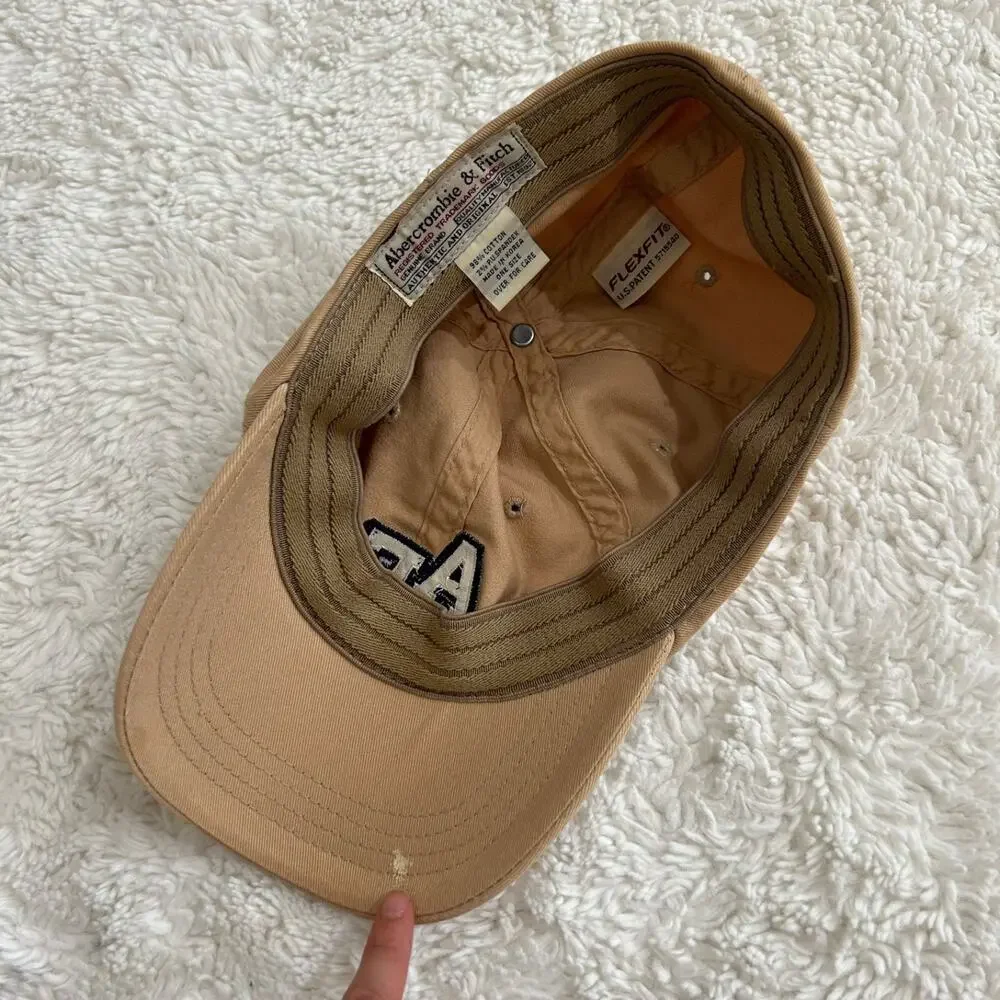 VTG A&F Hat Khaki Embroidered Patch Mens 90s Preppy Country Club Old Money